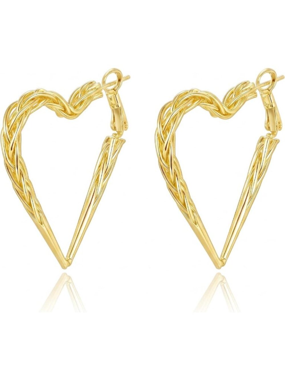 14K Gold Heart Hoop Earrings, 40/65mm Dangle Heart Jewelry for Women